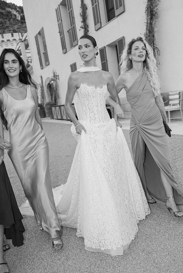 Lee Petra Grebenau bridal gown styled by Sam Ruiz — Son Bunyola wedding dinner, Mallorca