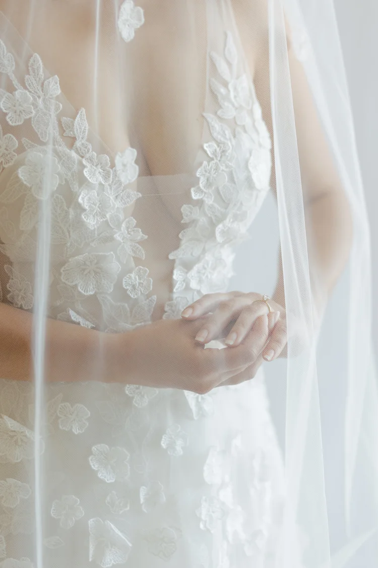 Mira Zwillinger bridal gown detail styled by Sam Ruiz — Sweet Spring editorial, Still Interiors